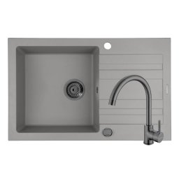 Set Chiuveta Granit + Baterie ECO BELLO Gun Metal Pyramis NAXOS 79x50 1B 1D Grey