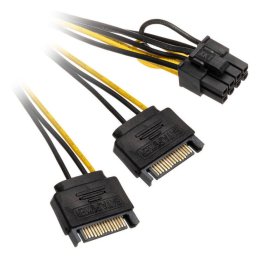 Adaptor AKASA 2x 15-Pin-SATA 1x 6+2-Pin-PCIe Negru