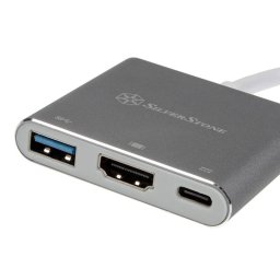 Hub USB Silverstone DisplayPort 1.2, HDMI 2.0a USB 3.1 Typ C USB 3.1 Type-A 15cm Argintiu