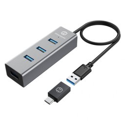 Hub USB Graugear 4x USB-A 1x USB-A Adaptor USB-C 5Gbit/s Gri