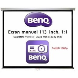 Ecran De Proiectie BenQ Screen Projector 113inch 203.2 x 203.2cm 1:1 FullHD 1080p Open/Close Manual
