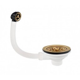 Valva pentru Chiuveta Pyramis PVD Gold Diametru 92MM cu Preaplin pe Cuva Alb/Auriu