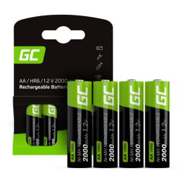 Set 4 Acumulatori Reincarcabili Green Cell GR02 AA HR6 2000mAh 1.2V Negru/Verde