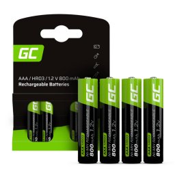Set 4 Acumulatori Reincarcabili Green Cell GR04 AAA HR03 800mAh Negru/Verde