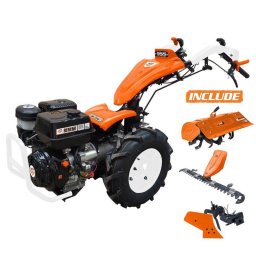 Motocultivator Ruris 977CSP + Lama de Cosit C977 + Freza de Sapat S977 + Plug P977 Portocaliu/Negru