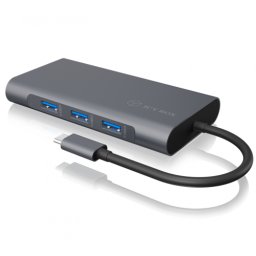 Docking Station RaidSonic Icy IB-DK4040-CPD USB Type-C USB 3.0 HDMI RJ-45 Audio Combo Card Reader Gri