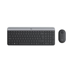 Kit Tastatura si Mouse Logitech MK470 Slim Wireless Combo Layout CZE / SKY Negru/Gri