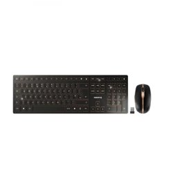 Kit Tastatura si Mouse Cherry DW 9100 Slim Wireless Ergonomic Layout UK Negru