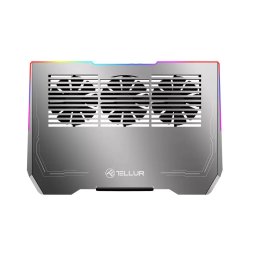 Stand Cooler Tellur Shade pentru Notebook 17Inch 3 Ventilatoare RGB LED USB-C din Aluminiu Gri