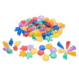 Jucarie Educativa TickIT Scoici translucide colorate 72 piese +3 ani