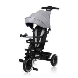 Tricicleta Copii Lionelo Berry 2 In 1 Multifunctionala Suport Picioare Control Al Directiei Scaun Reversibil Rotire 360 Gri