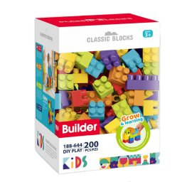 Set de Constructie Bufnitel Classic Blocks 200 Piese 3 Ani+ Multicolor