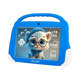 Tableta pentru Copii BLOW Kids TAB8 4G LTE Ecran IPS 8Inch RAM 4GB Stocare 64GB Android 12 Wi-Fi Carcasa Inclusa Albastru
