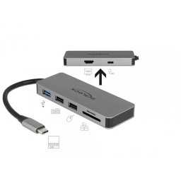 Docking Station Delock pentru Dispozitive Mobile USB-C la HDMI 4K 1xUSB 3.0-A 2xUSB 2.0-A SD PD 2.0