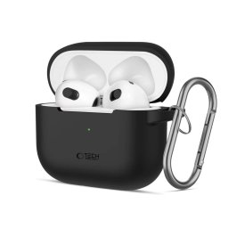 TECH-PROTECT Silicone Hook compatibila cu Apple AirPods 3 Black