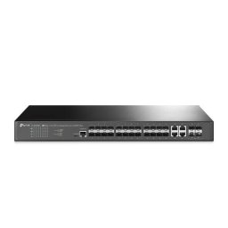 Switch TP-Link Cu Management 24 Porturi SFP L2+ si 4 Sloturi 10GE SFP+ Negru