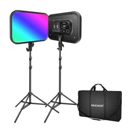 Kit 2 Lampi LED Profesionale Neewer RGB168 RGB 60W 2500-8500K cu Stativ si Geanta Transport Negru