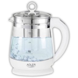 Fierbator de Apa Adler AD 1299 Electric 2200W Cu Control Temperatura Si Infuzor Ceai 1.5l Alb