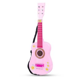 Jucarie Educativa New Classic Toys Chitara Roz cu Flori