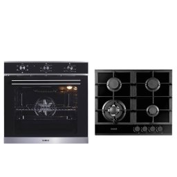Pachet Incorporabil Cuptor Electric Samus SC623GX5 75L 5 Functii + Plita Pe Gaz PSG-64SG1 4 Arzatoare Negru