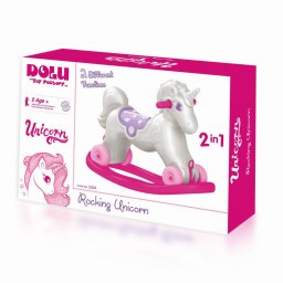Vehicul de Impins 2in1 Dolu Unicorn Balansoar Varsta 2 Ani+ Alb/Roz
