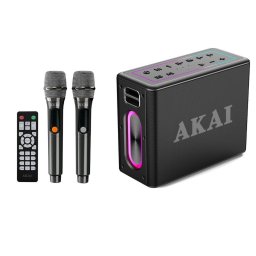 Boxa Portabila Akai 2 Microfoane 80W Negru