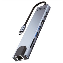 Hub USB Media-Tech 3.5mm HDMI RJ-45 USB 3.2 Gen 1 (3.1 Gen 1) Type-A USB 3.2 Gen 1 (3.1 Gen 1) Type-C VGA 4K 100W Argintiu