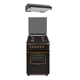 Pachet Studio Casa Aragaz Rustic Verona Retro 4 Arzatoare Aprindere Electrica Grill Electric + Hota Olymp Blk 60CM Negru