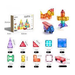 Set De Constructie Magnetic Mideer 100 Piese Colorful Magnetic Tiles 3 Ani+