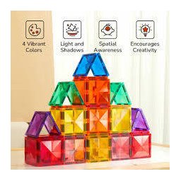 Set De Constructie Magnetic Mideer 60 Piese Colorful Magnetic Tiles 3 Ani+