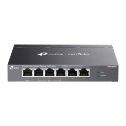 Switch TP-Link Omada DS106GPP fara Management 6 Porturi Gigabit (4 Porturi POE+ Buget Total 64W) Carcasa Metalica Negru