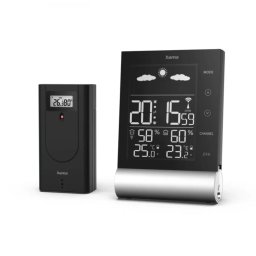 Statie Meteo Hama Black Line 186417 Afisaj VA Senzor Exterior Alarma Negru