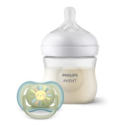 Set pentru Bebelusi Philips-Avent Natural Response SCD837/10 Biberon 125ML Flux Lent 0 Luni+ si Suzeta 0-6 Luni