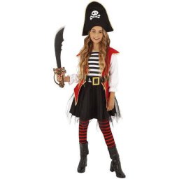 Costum de Carnaval Rubies Pirat Fetita Palarie Camasa Vesta Fusta Curea Poliester 3ani+