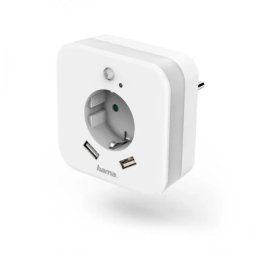 Lampa de Veghe cu Priza Hama Night Light 133752 Senzor de Miscare 2 Porturi USB 0.3W 2.4A Alb