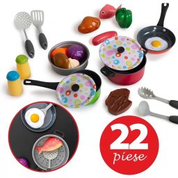 Set 22 Accesorii Bucatarie Copii Procart Alimente Condimente Oale Ustensile 3ani+ Multicolor