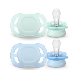 Set 2 Suzete pentru Nou-Nascuti Philips-Avent Ultra Start SCF075/02 Ortodontice Silicon fara BPA 0-2 Luni Verde/Albastru