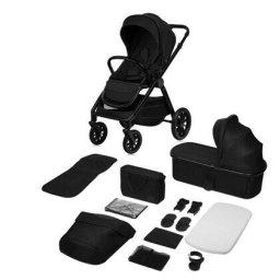 Carucior 2-In-1 Lionelo Layla Pana La 22kg Cadru Sluminiu Landou Intarit Salteluta Din Spuma AirDots Reversibil Negru