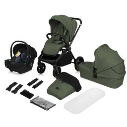 Carucior 3-In-1 Lionelo Mika Plus Cadru Din Aluminiu Landou Intarit Si Salteluta Moale Scoica Auto Testata ADAC Reversibil Max 22kg Verde