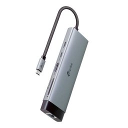 Hub Extern TP-Link UH9120C 3x USB 3.0 + 1x USB-C PD + 1x USB-C + 1x HDMI + 1x RJ-45 Gigabit Conectare prin USB Type-C Lungime Cablu 10CM Gri