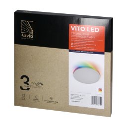 Plafoniera LED Smart ADVITI Vito AD-PL-6515WLZM/CCT Diametru 40CM 36W 3500LM 3000K / 4000K / 6500K + RGB Aplicatie Tuya IP20 IK05 Plastic Alb