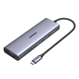 Hub USB UGREEN CM498 USB-C 3x USB 3.0 1x HDMI 1x VGA 1x USB-C PD 1x RJ45 1x MicroSD 1x SD Gri