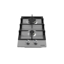 Plita Gaz Heinner HBH-M302FIX Incorporabila 2 Arzatoare Gratar Fonta Aprindere Electrica Inox Argintiu