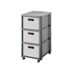 Dulap cu 3 Sertare Rotho Country 71.2 x 32.5 x 37.5CM Plastic Gri/Bej