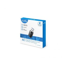 Adaptor Wireless CUDY WU1300S AC1300 Wi-Fi Dual Band Interfata USB Negru