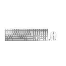 Kit Tastatura si Mouse Cherry DW 9100 Slim Layout English UK Wireless Bluetooth Optic 2400dpi Argintiu