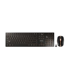 Kit Tastatura si Mouse Cherry DW 9100 Slim Wireless + Bluetooth Layout English US 110 Taste Negru