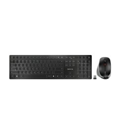 Kit Tastatura si Mouse Cherry DW 9500 Slim Wireless Bluetooth Layout English US 110 Taste Optic 3000dpi Negru/Gri