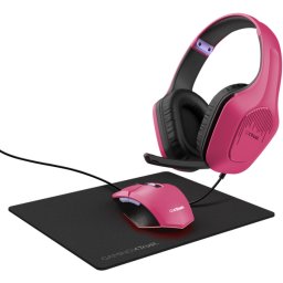 Bundle Casti 3-In-1 Trust GXT790P + Mouse 6400dpi + Mousepad Roz/Negru