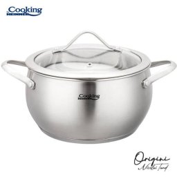 Oala Inox Heinner Colectia Origini Nicolai Tand 20x11CM Capacitate 3.3L Capac Sticla Argintiu